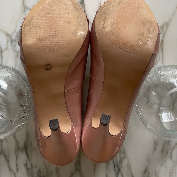 Jacqueline Ferrar Blush Pink Dusty Rose Satin Fabric Heels Formal Peep Shoes 7 - Picture 6 of 6